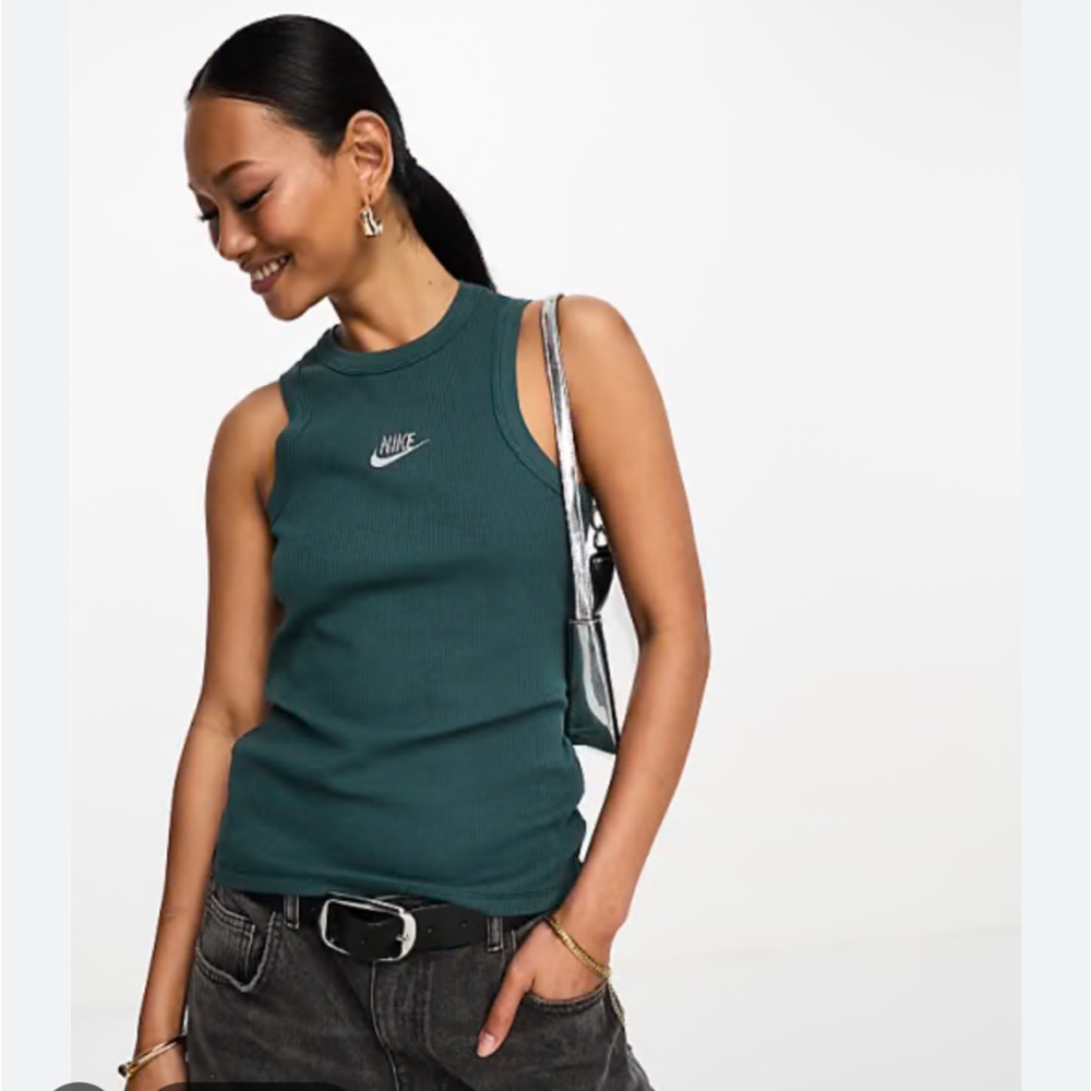 Nike Ribbed tank Deep Jungle - like NEW Small